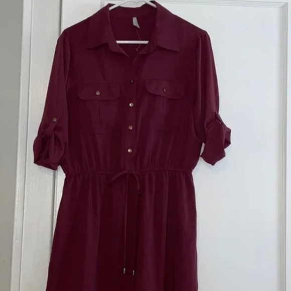 Vanity Women’s roll tab sleeve belted Shirtdress Sz M - Picture 7 of 7